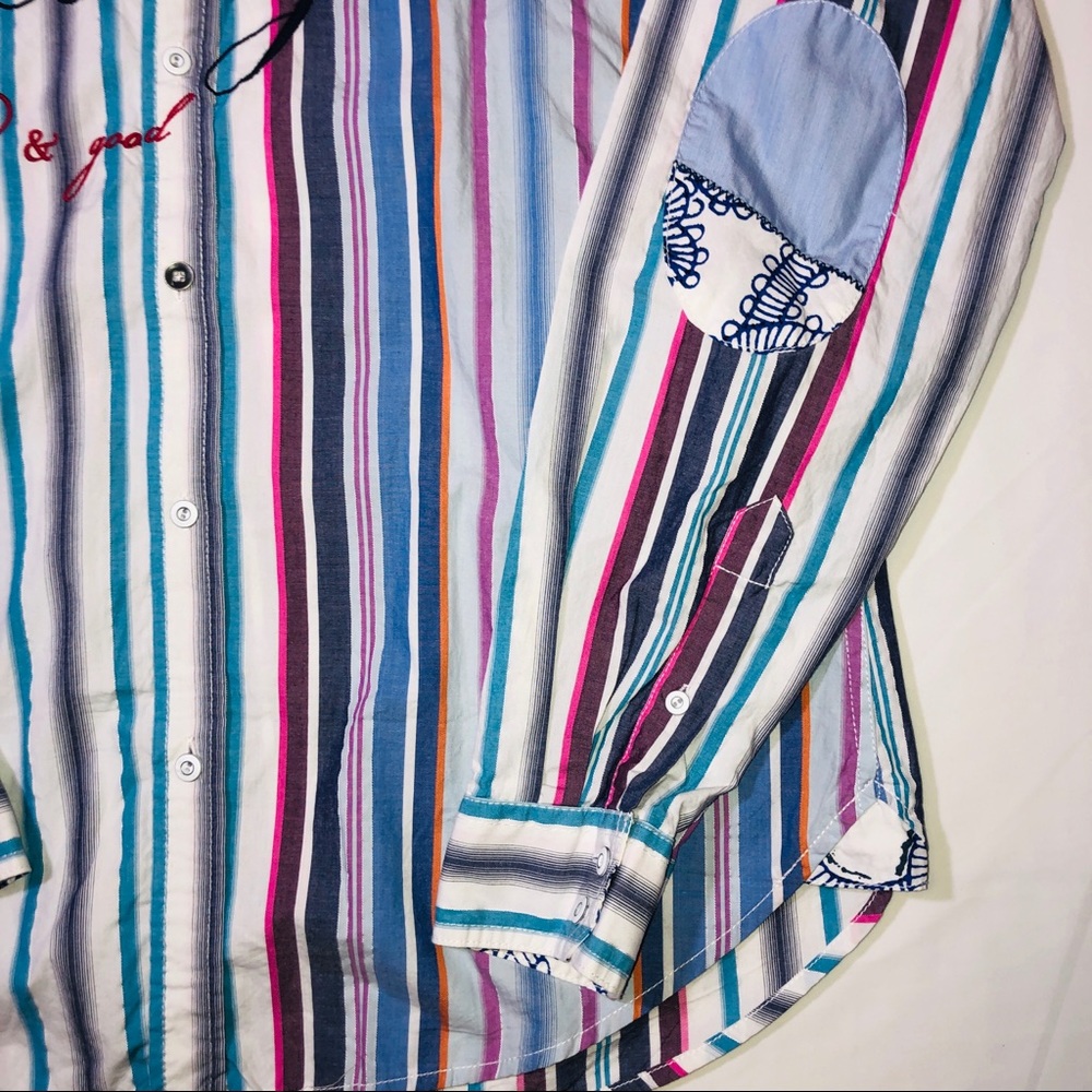 Desigual Spell Out Chest Patch Button Front Large - image 4